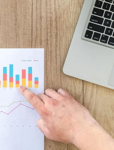Financial charts and tax planning documents